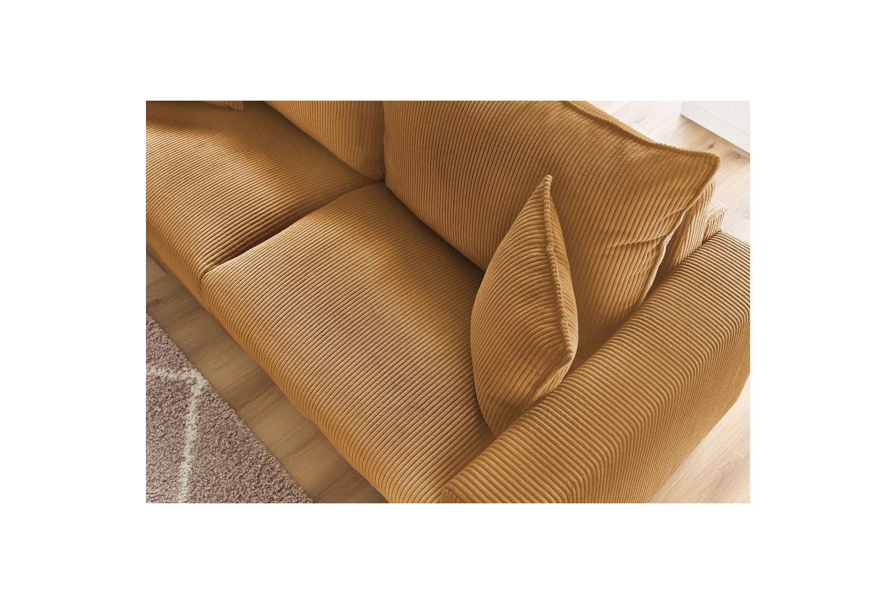 Augustin - Canapé Droit Convertible Ouverture Express - Velours Côtelé - 140X200