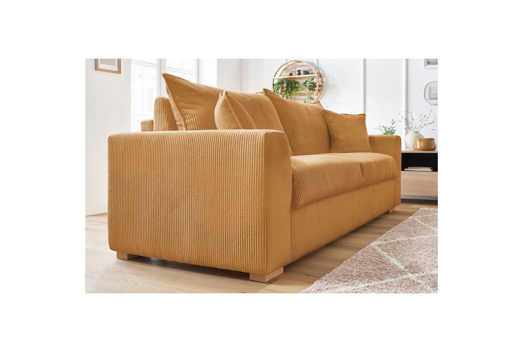 Augustin - Canapé Droit Convertible Ouverture Express - Velours Côtelé - 140X200