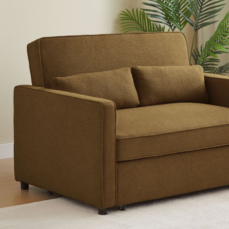 Neva - Canapé Droit Convertible 2 Places - Tissu Marron