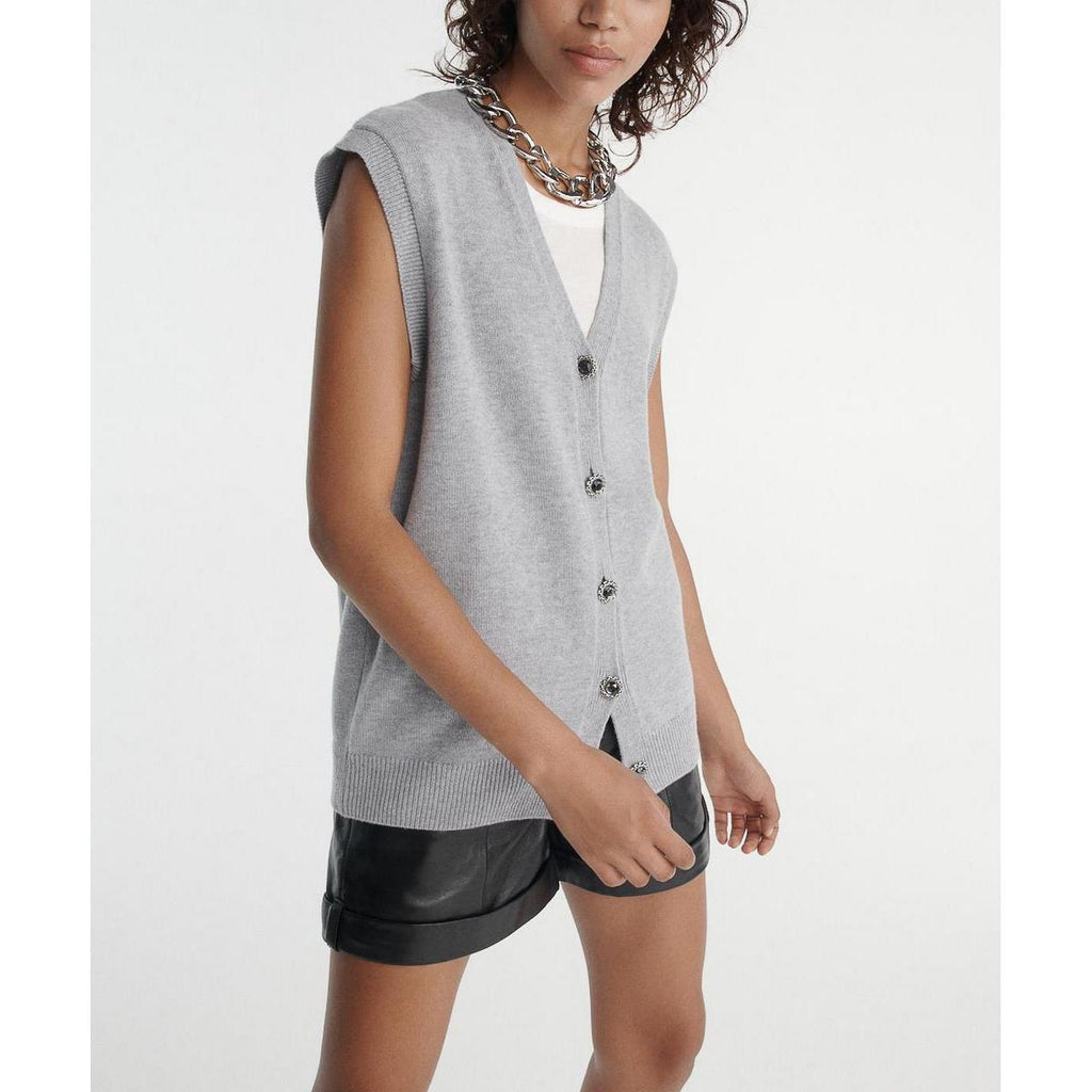 Cardigan Laine Gris Boutons-Bijoux - Femme - The Kooples - The Bradery