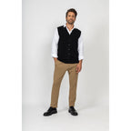 Cardigan Sans Manches Arthur Noir, Jersey, 100% Cachemire, 2 Fils - Homme - Perfect Cashmere - The Bradery
