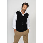 Cardigan Sans Manches Arthur Noir, Jersey, 100% Cachemire, 2 Fils - Homme - Perfect Cashmere - The Bradery