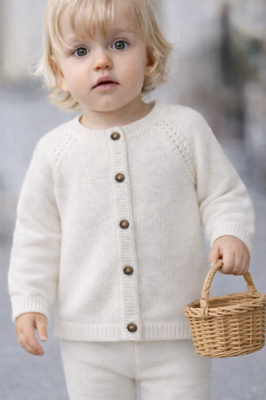 Cardigan Victoria Tricot Écru - Bébé