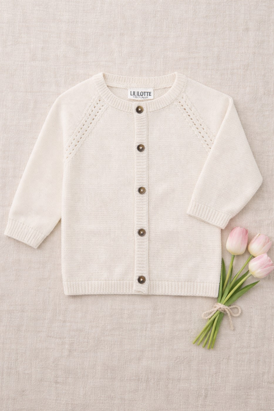 Cardigan Victoria Tricot Écru - Bébé