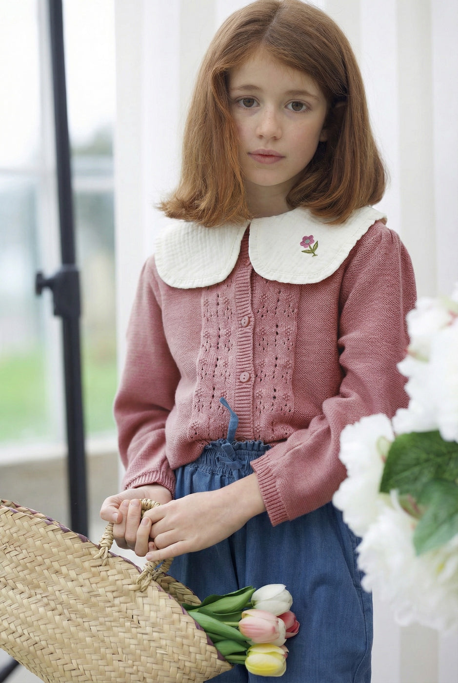 Cardigan Vincianne Tricot Vieux Rose - Enfant Fille