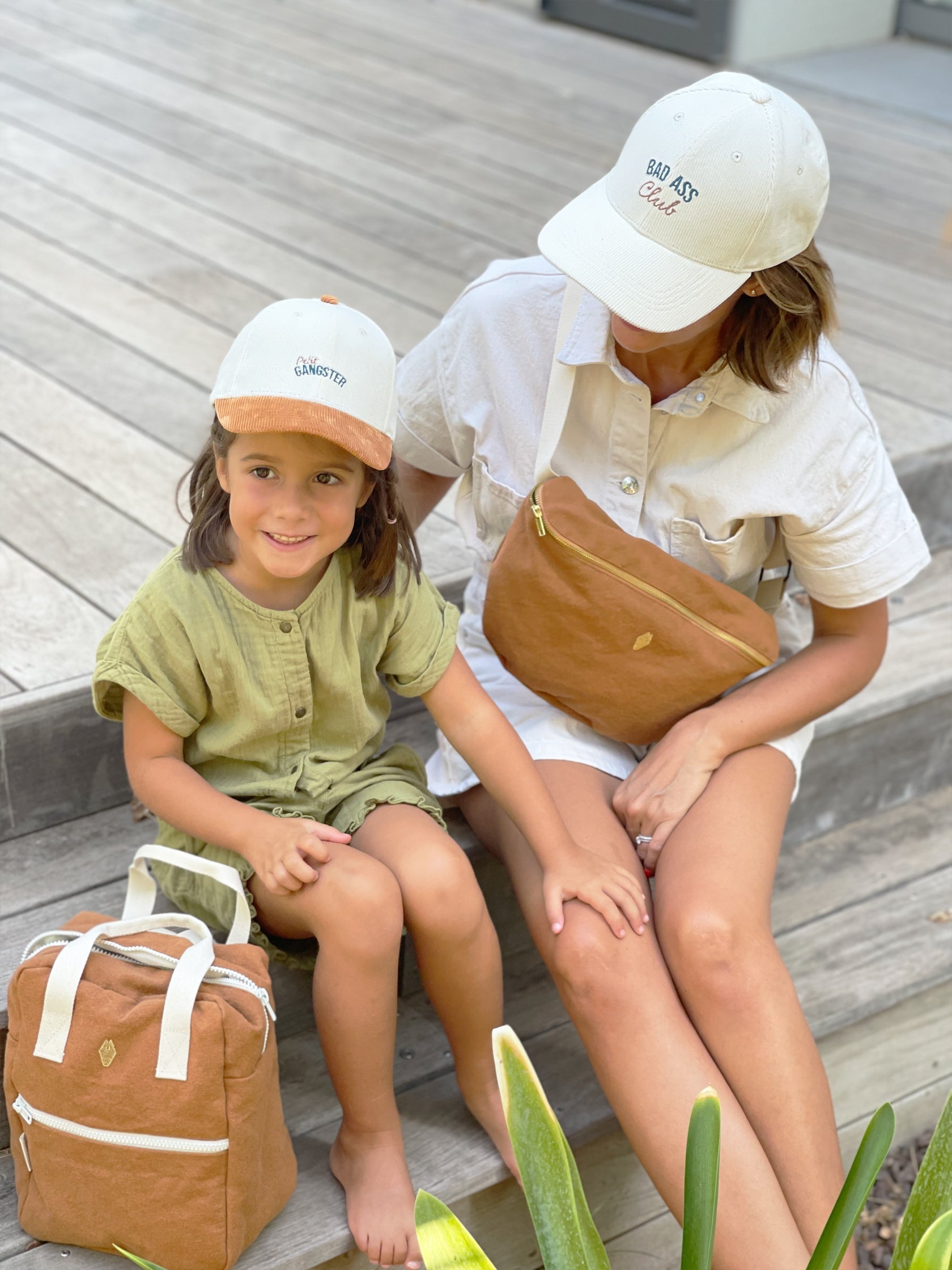 Casquette Velours Enfant - Colette - Petit Gangster - Ecru / Marron