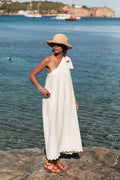 CASSANDRA Écrue - Robe Asymétrique