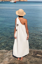 CASSANDRA Écrue - Robe Asymétrique