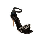 Catena Black & Glam High-Heel Ankle Sandal featuring elegant crystal-wrapped chain design for a chic look.