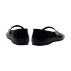 Catena Notte Black & Glam Flat Ballerina shoes featuring a glossy finish and sparkling buckle detail.