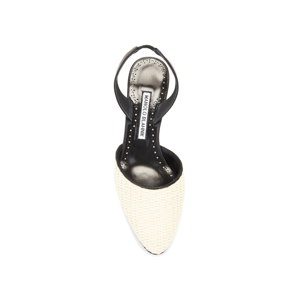 Escarpins Manolo Blahnik Casam 70 Raffia - Black - Femme