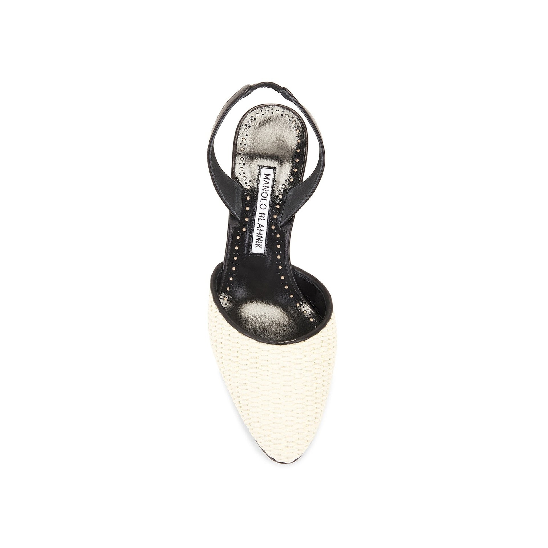 Escarpins Manolo Blahnik Casam 70 Raffia - Black - Femme