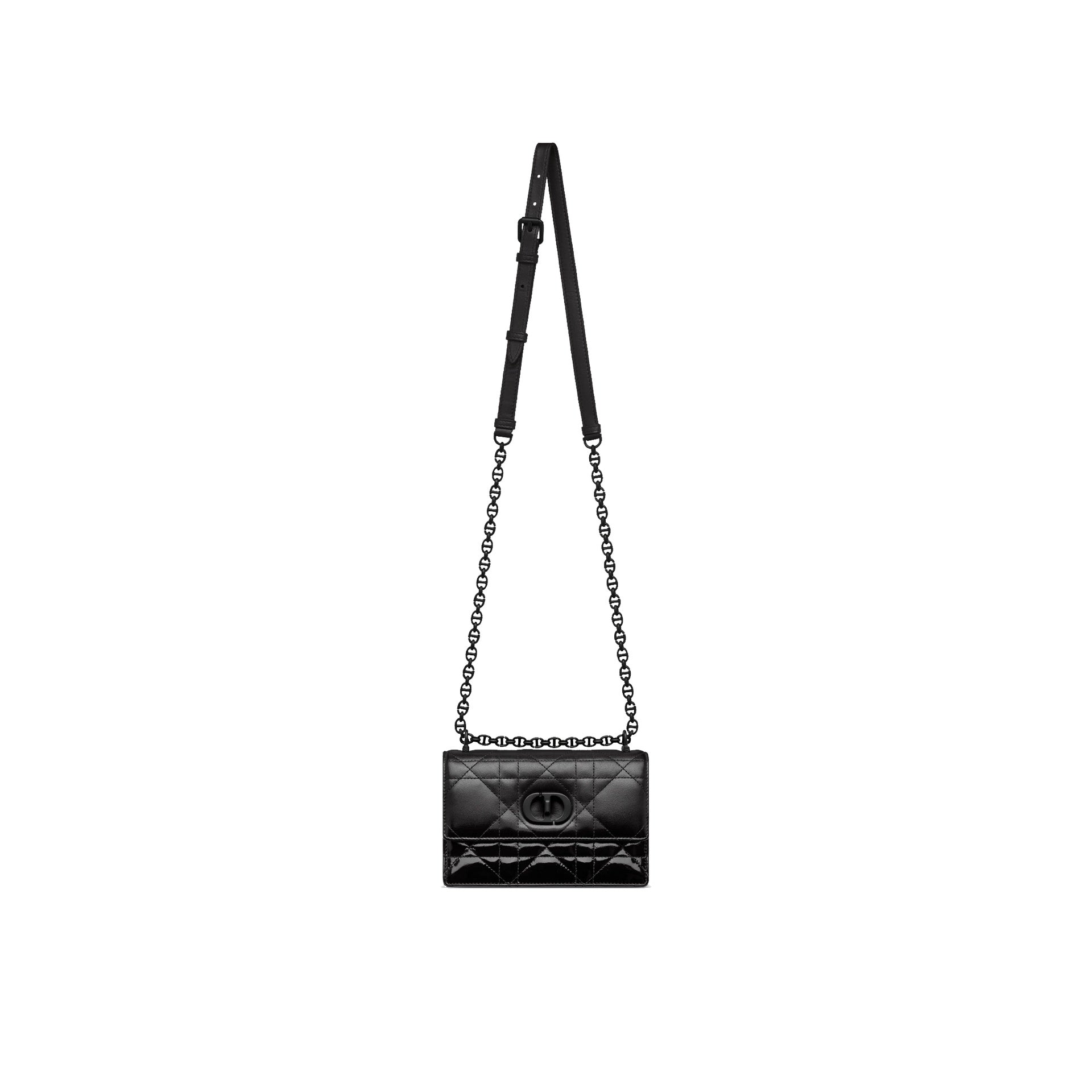 Dior - Sac Bandoulière Caro Patent And Matte - Femme - Black
