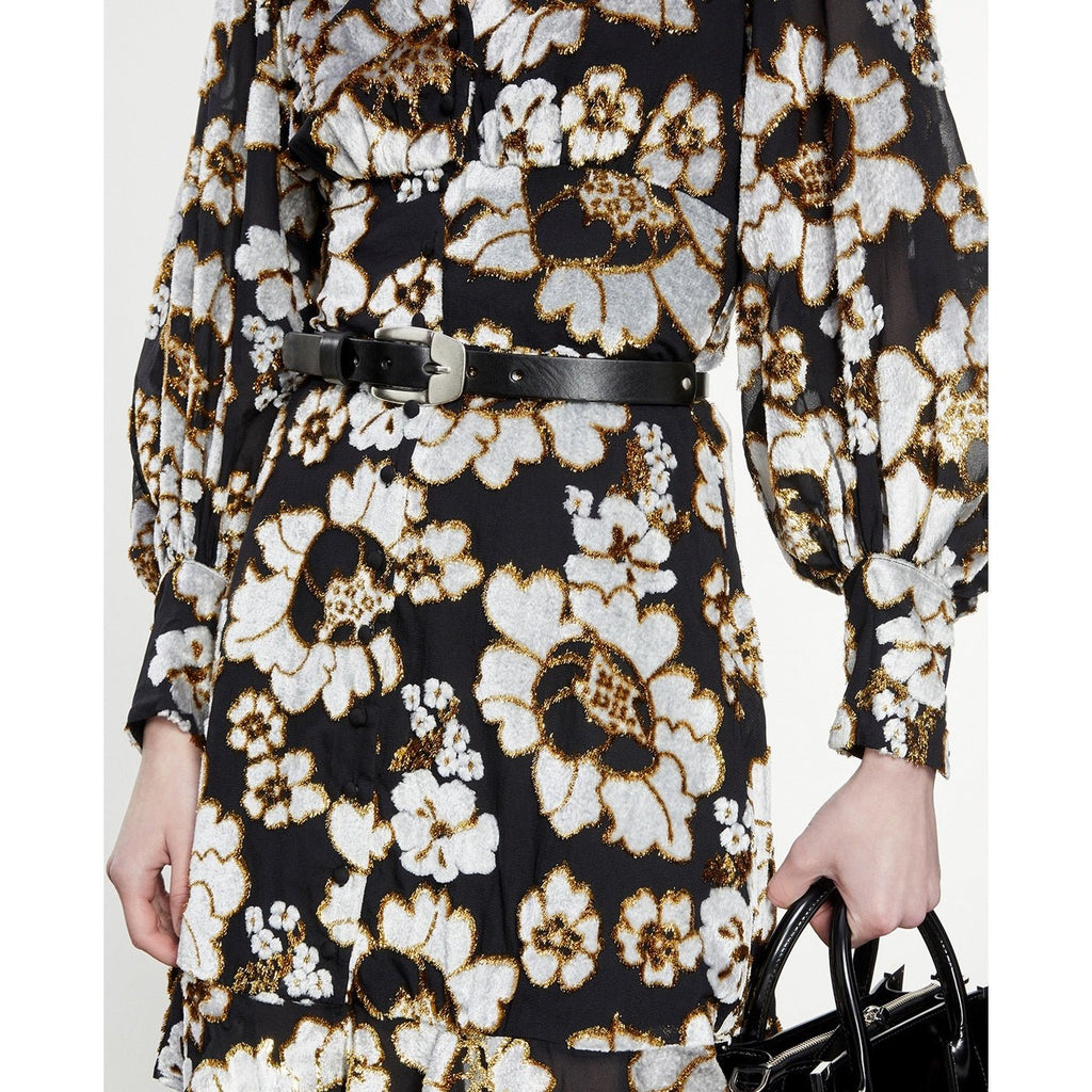 The Kooples - Ceinture Cuir Fine À Découpes - Noir - Femme
