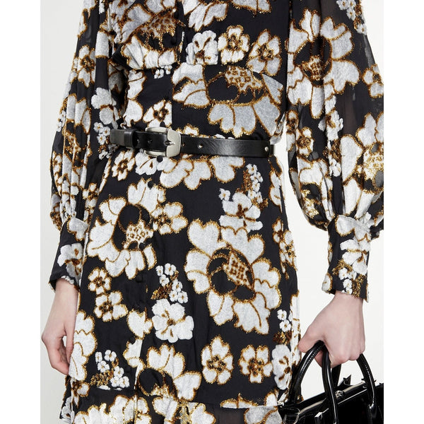 The Kooples - Ceinture Cuir Fine À Découpes - Noir - Femme