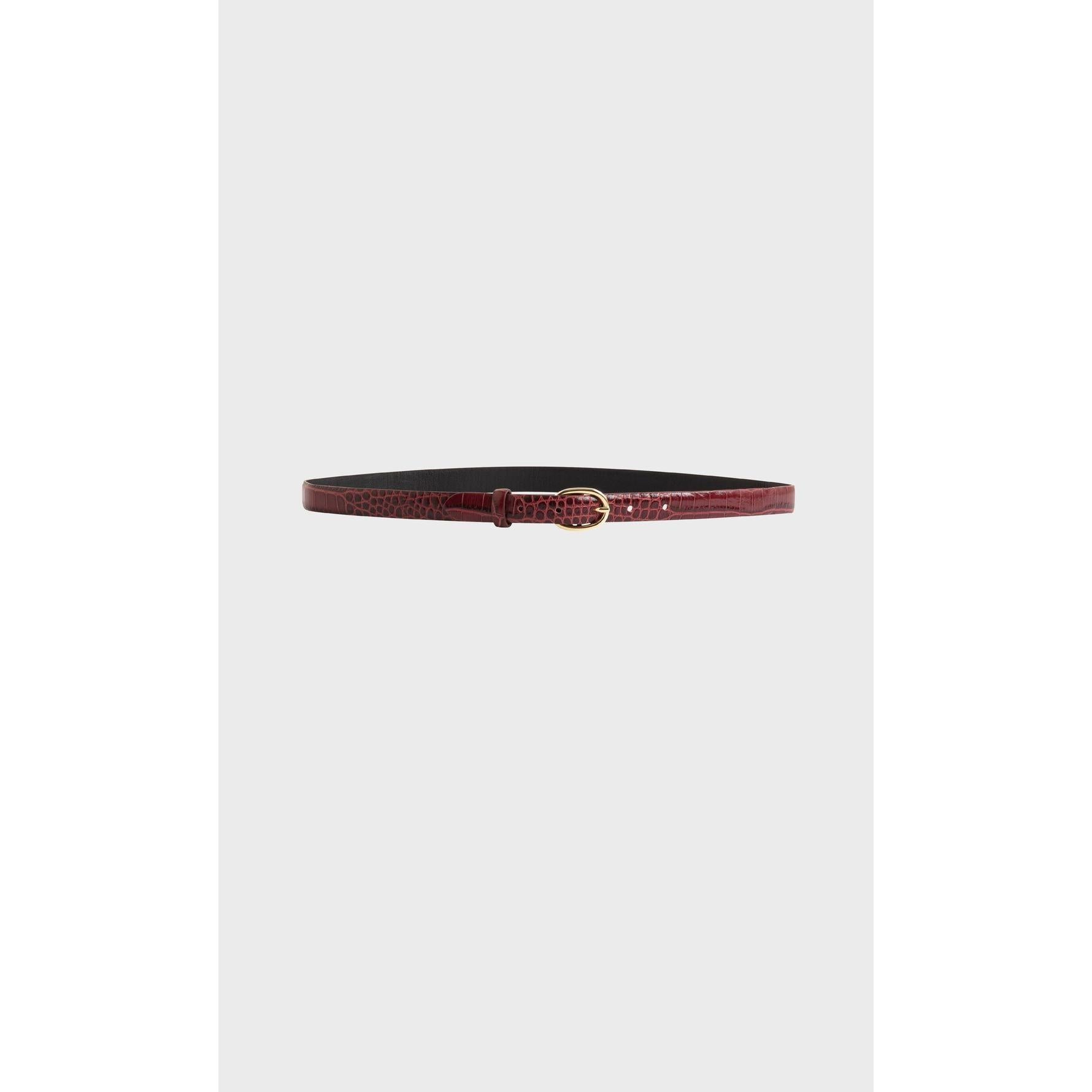 Ceinture Fine Boucle Ovale Cuir Effet Croco - Bordeaux CEINTURE Gerard Darel