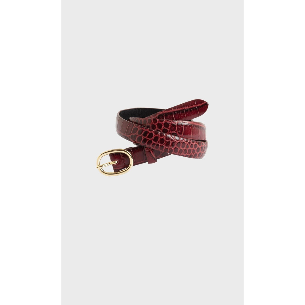 Ceinture Fine Boucle Ovale Cuir Effet Croco - Bordeaux CEINTURE Gerard Darel