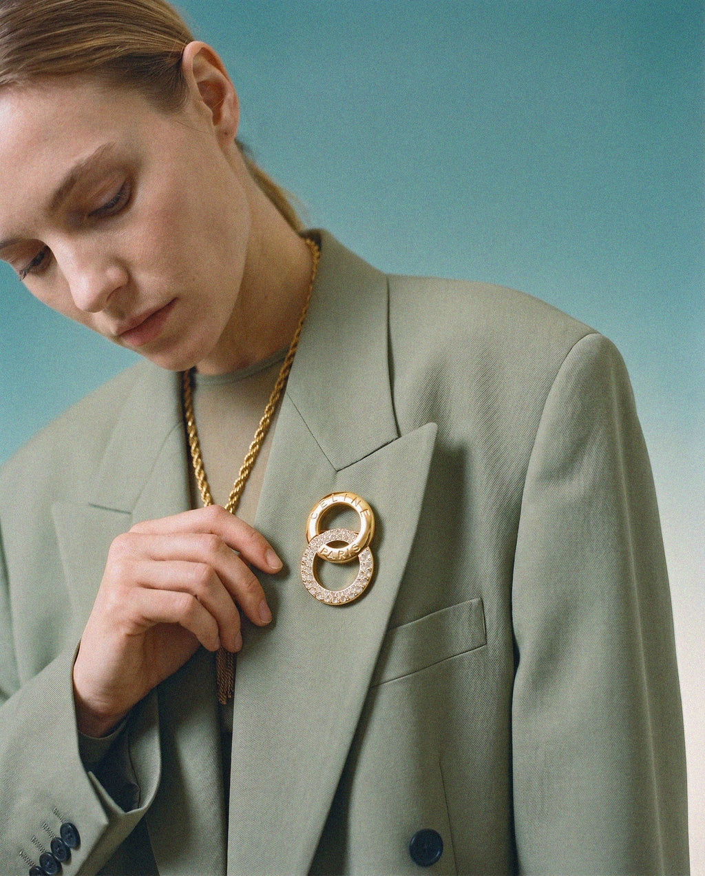 Céline Broche Anneaux Entrelacés Vintage