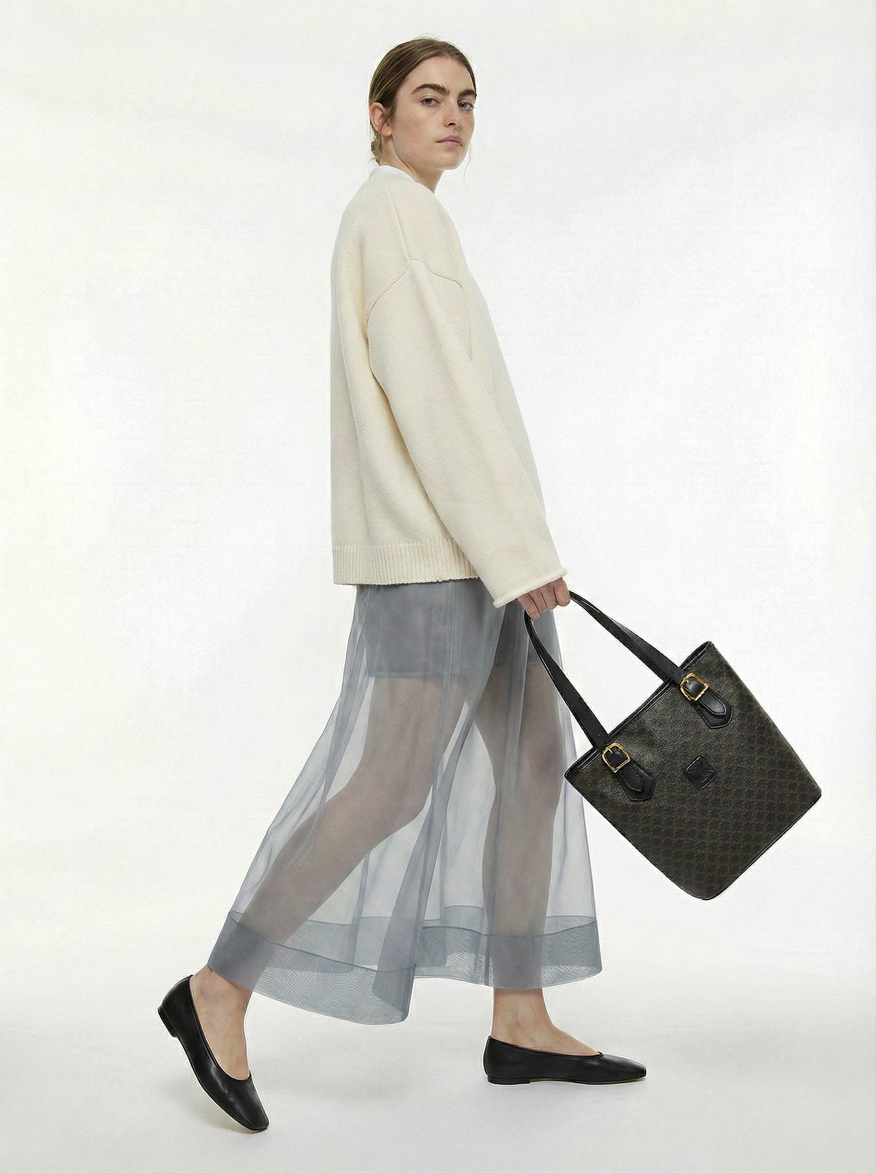 Cabas Céline Macadam Toile Enduite Noire