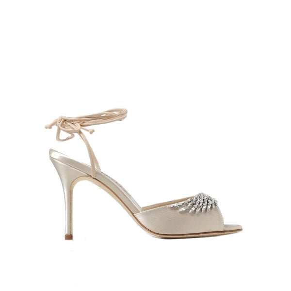 Sandales Manolo Blahnik Plumena 090 Satin - Beige - Femme