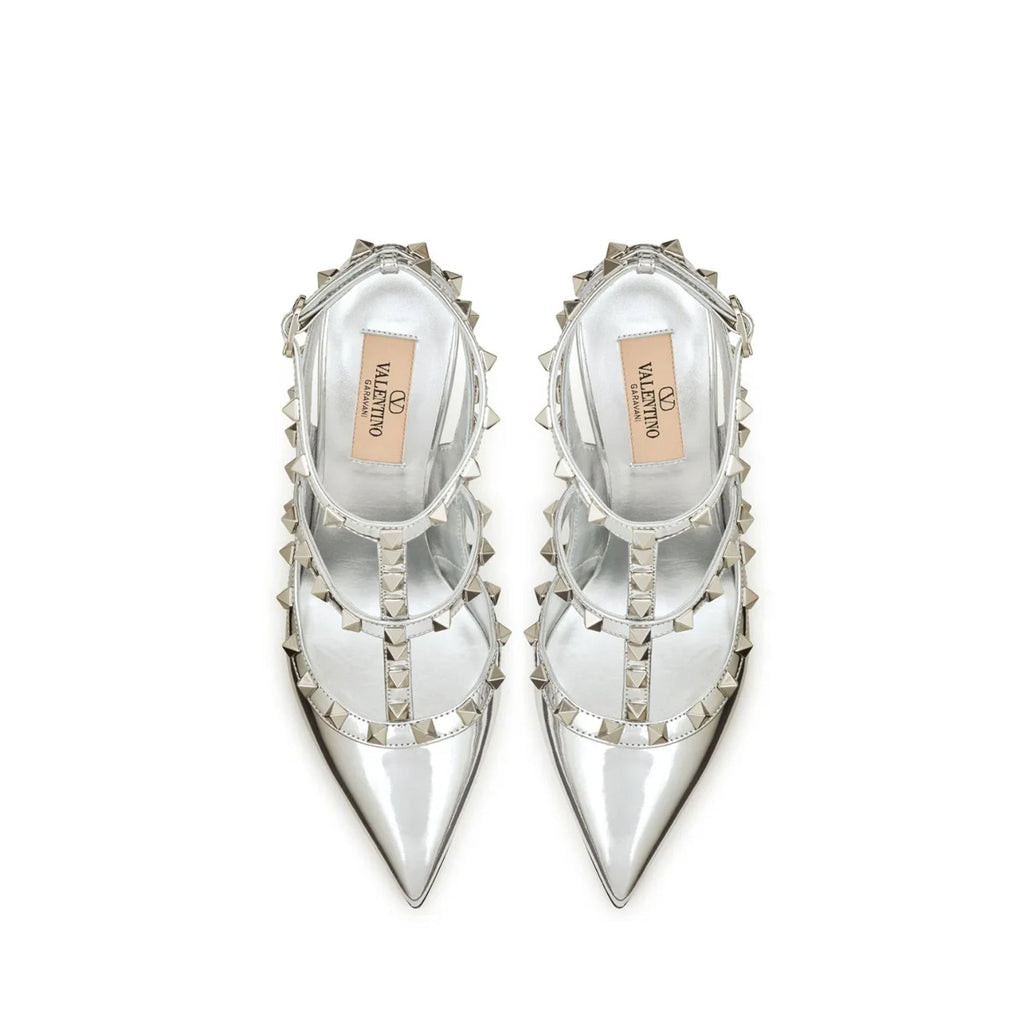Escarpins Valentino Garavani Rockstud Leather - Silver - Femme