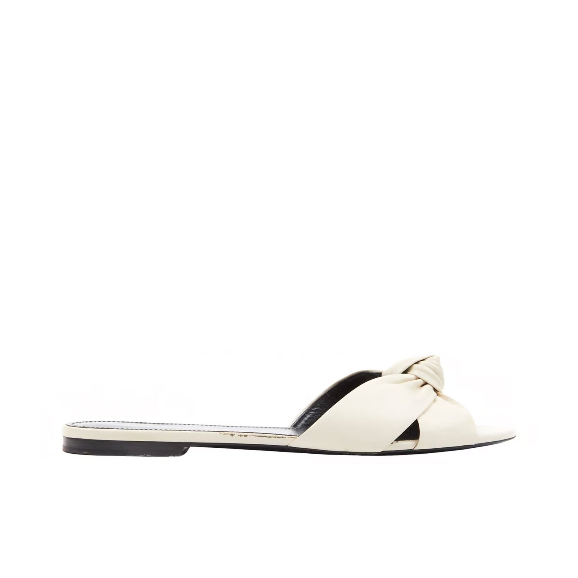 Claquettes Saint Laurent Leather - Cream - Femme