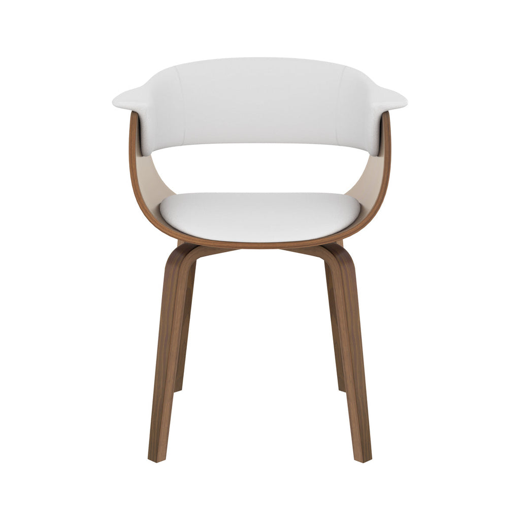 chaise blanche en cuir synthetique et bois basile