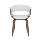 chaise blanche en cuir synthetique et bois basile