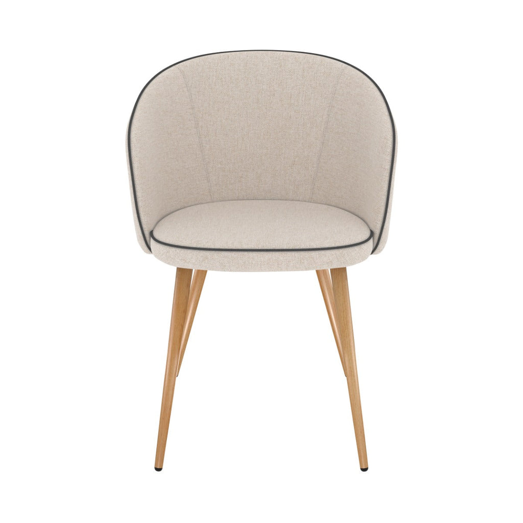 chaise chiara en tissu beige et pieds en metal