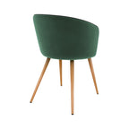 chaise chiara en velours vert et pieds en metal imitation bois