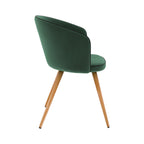 chaise chiara en velours vert et pieds en metal lot de 2