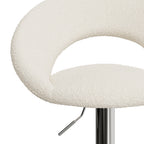 chaise cloclo de bar tissu boucle creme pieds metal chrome