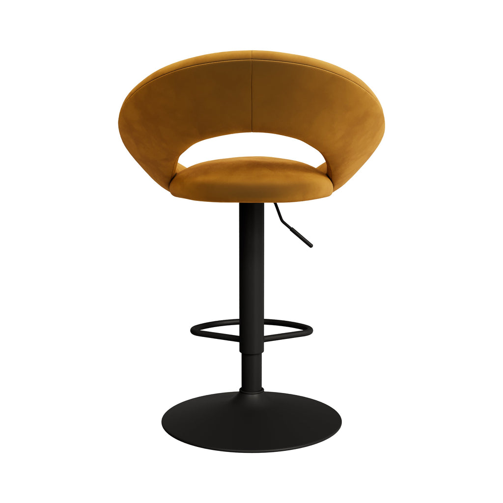 chaise cloclo pieds metal noir velours jaune curry reglable