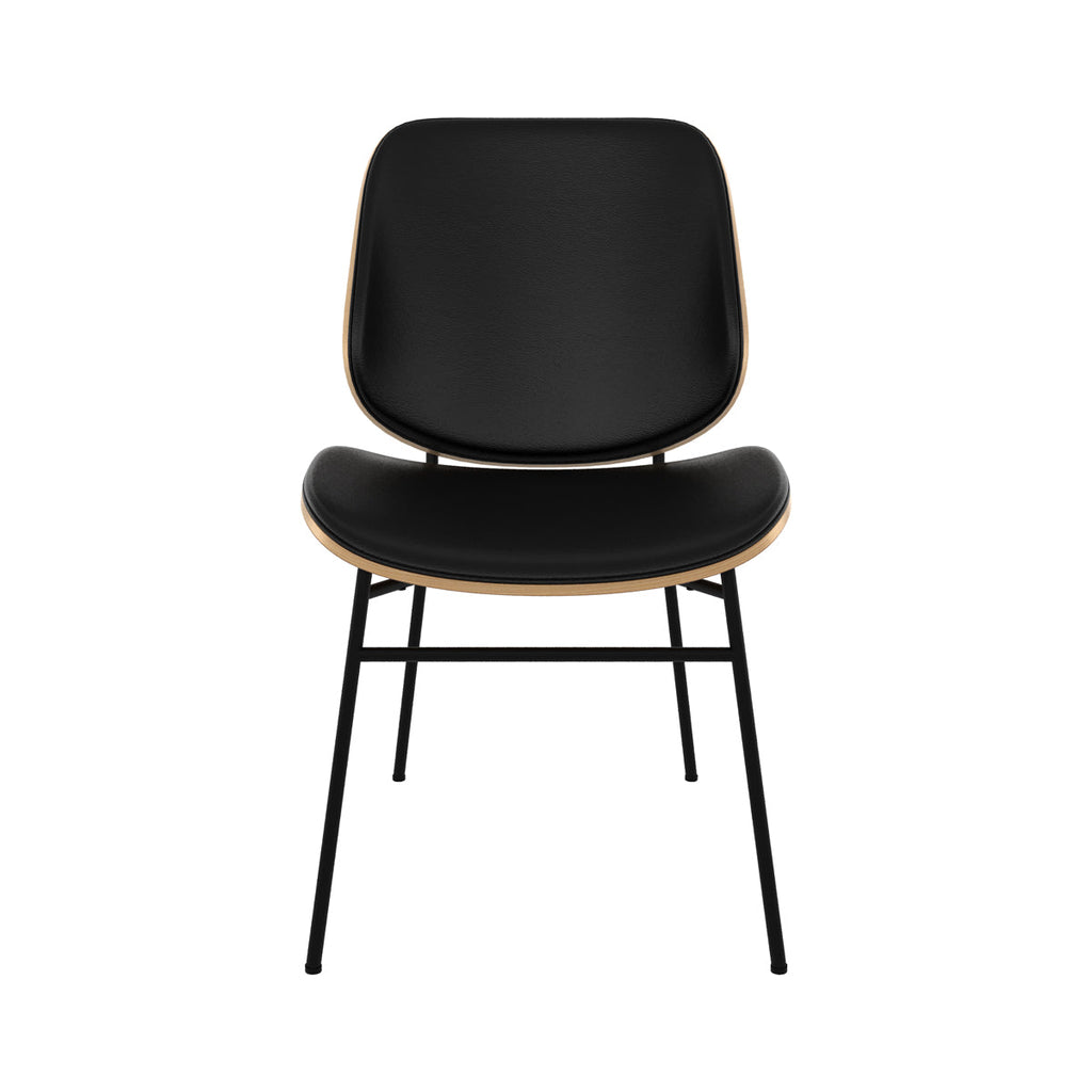 chaise confortable noir et bois clair hector