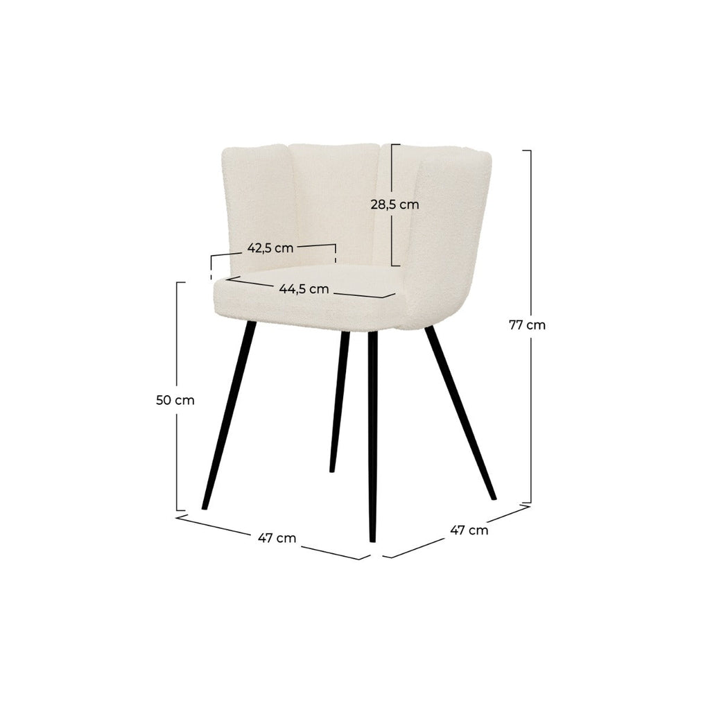 chaise cosette en tissu boucle beige et pieds en metal lot de 2