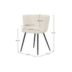 chaise cosette en tissu boucle beige et pieds en metal lot de 2