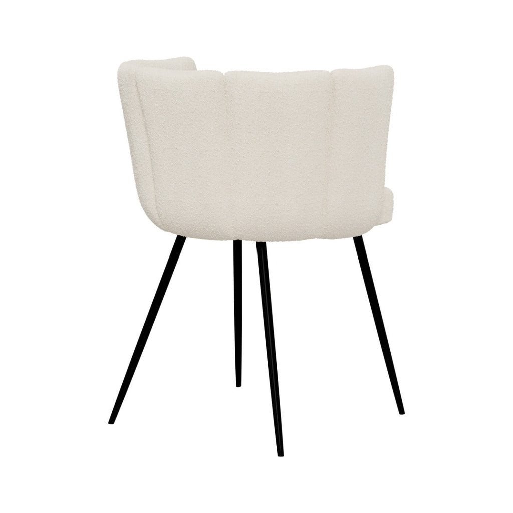 chaise cosette en tissu boucle beige et pieds en metal