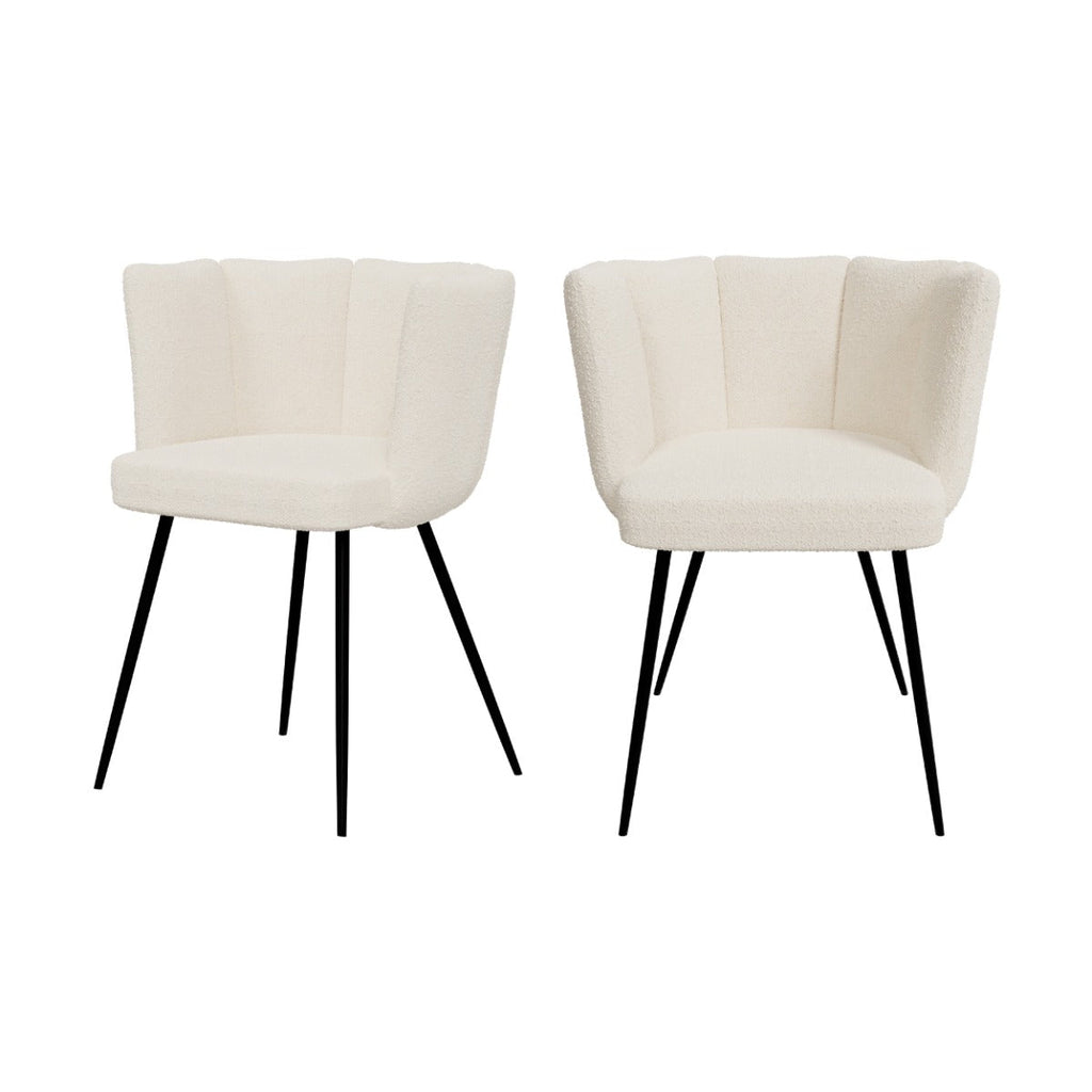 chaise cosette en tissu boucle beige lot de 2