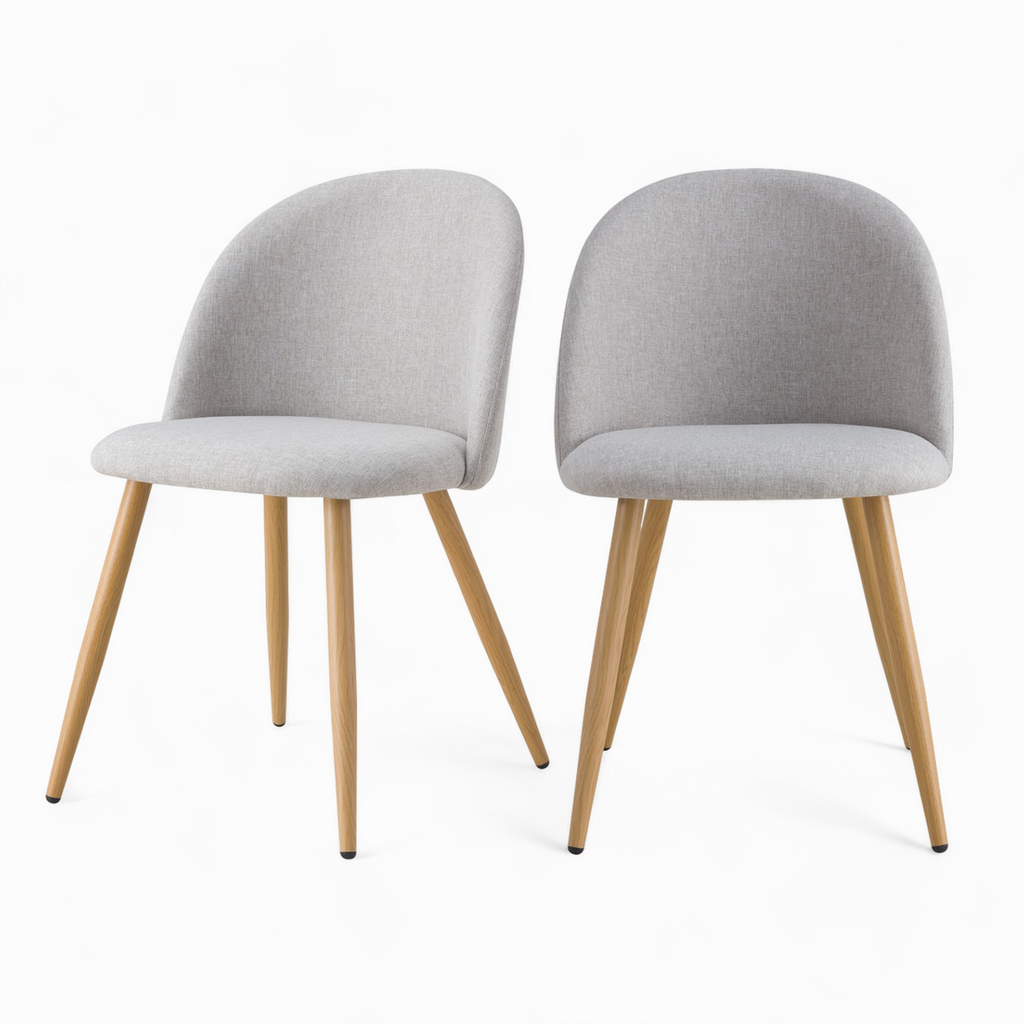 chaise cozy tissu taupe chine clair lot de 2