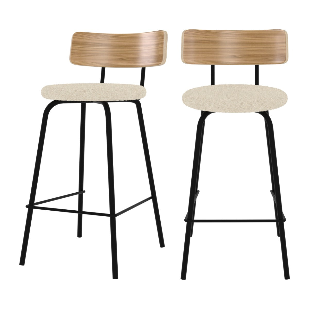 chaise de bar alize en tissu boucle beige lot de 2