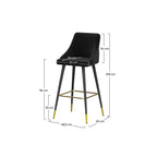 chaise de bar aristote en velours noir lot de 2