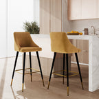 chaise de bar aristote velours jaune curry 77