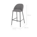 chaise de bar arrondie en tissu gris clair