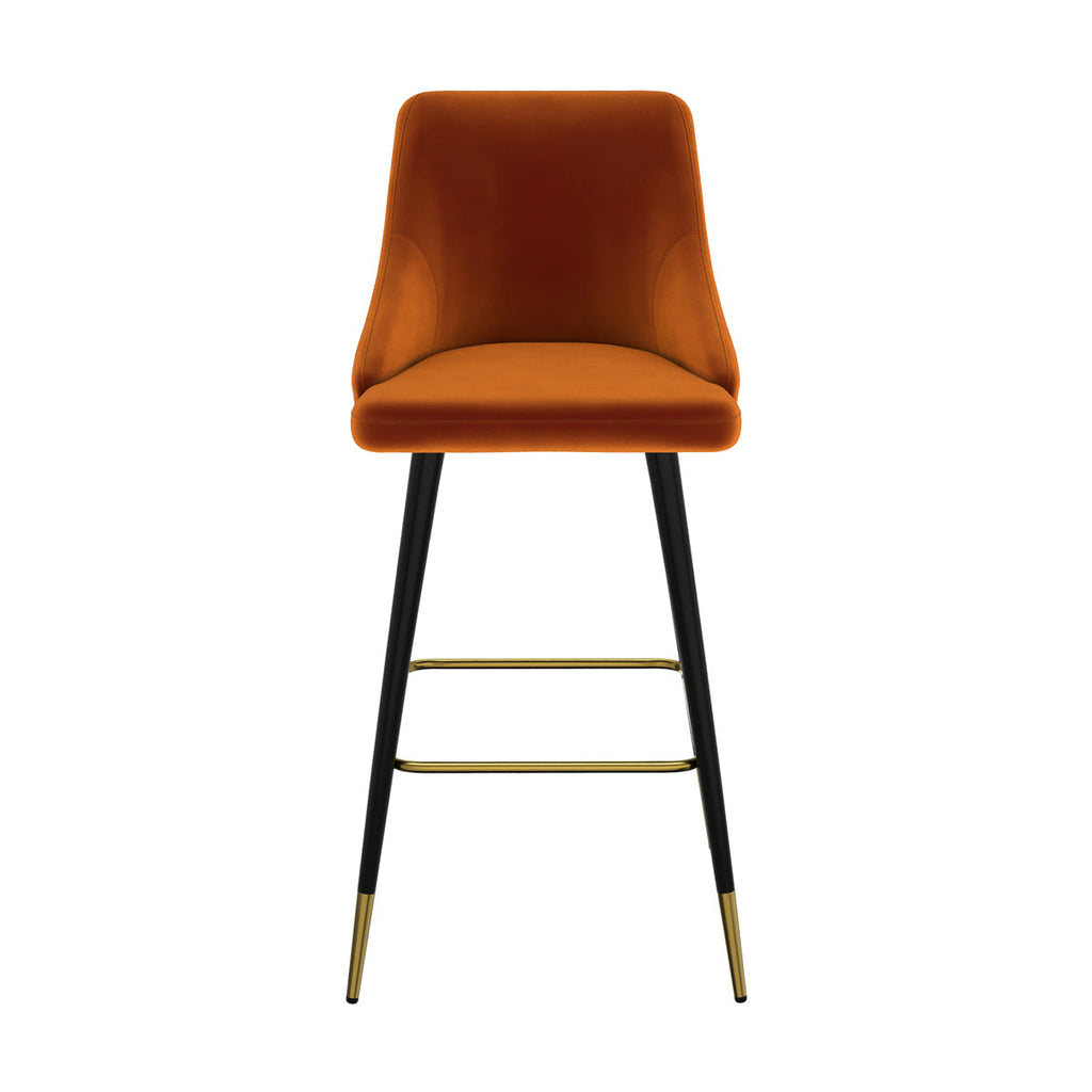 chaise de bar art deco orange en veloups aristote