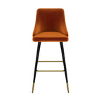 chaise de bar art deco orange en veloups aristote
