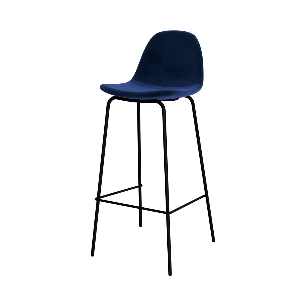 chaise de bar bleue pieds metal noir henrik
                            