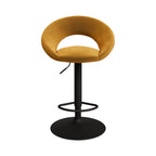 chaise de bar cloclo en velours jaune curry pivotante