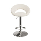 chaise de bar cloclo pieds metal chrome tissu boucle creme