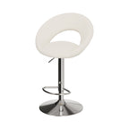 chaise de bar cloclo tissu boucle creme reglable pieds metal chrome