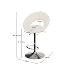chaise de bar cloclo tissu creme boucle pieds metal chrome reglable